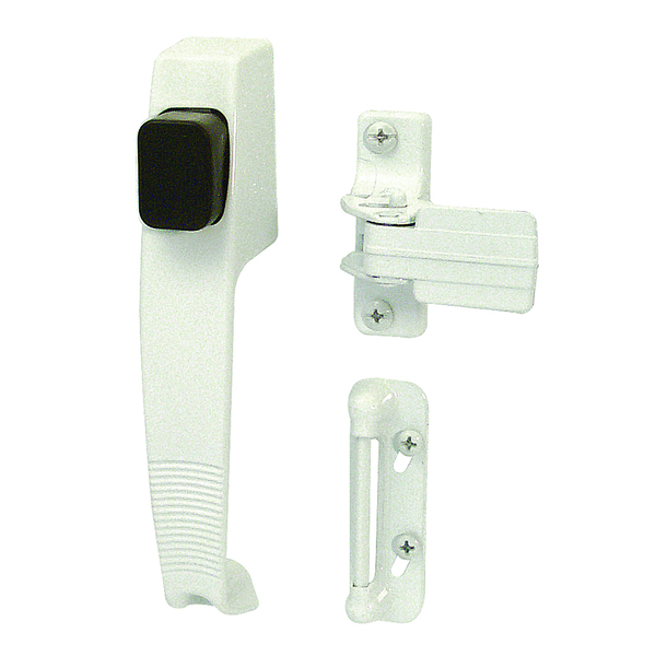 Prime-Line White Push Button Latch with Tie Down 1 Set K 5116